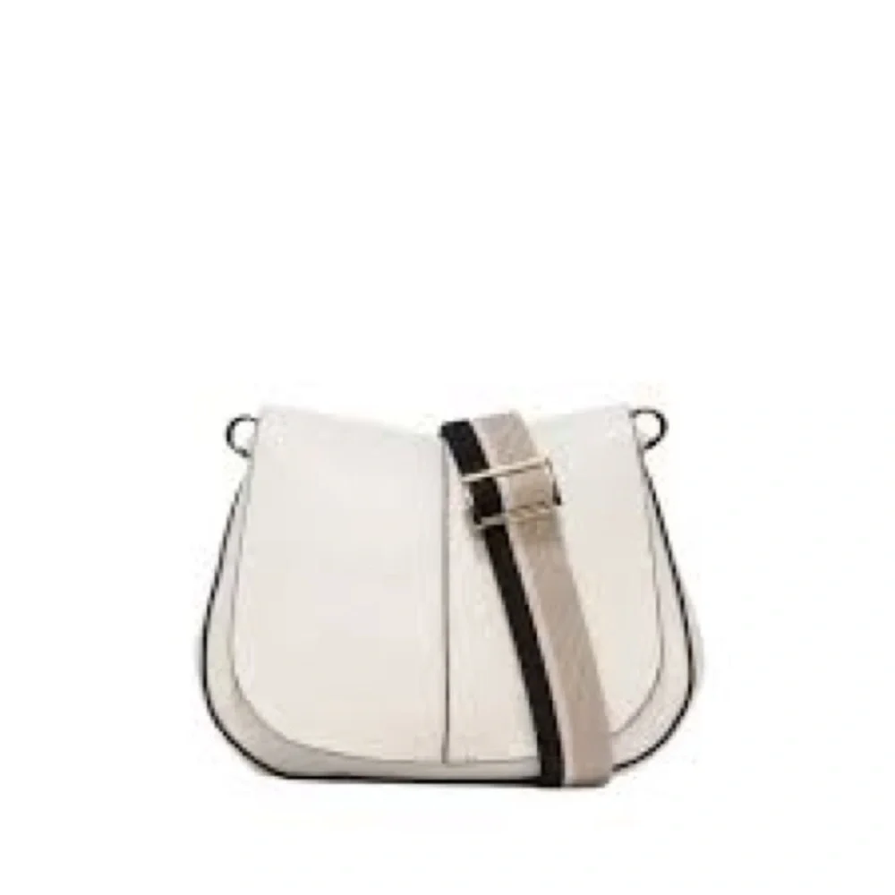 Gianni Chiarini Italian Leather White Saddle Crossbody Bag Suede Lined EUC